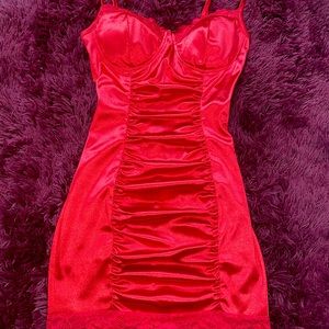Red silk dress